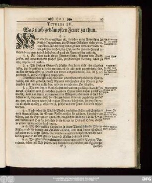 Titulus IV. Was nach gedämpften Feuer zu thun.