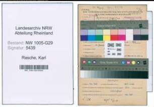 Entnazifizierung Karl Rasche , geb. 16.01.1916 (Bahninspektor)