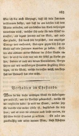 Verhalten im Ehestande