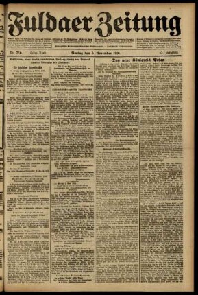 Erste Ausgabe vom Montag, den 06. November 1916.