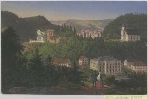 Ansicht von Tharandt , Tonlithographie, um 1860 : Tharandt : gegen West. - Dresden : Meysel , [um 1860]. - 1 Kunstbl. : Tonlithogr. ; 17 x 11 cm