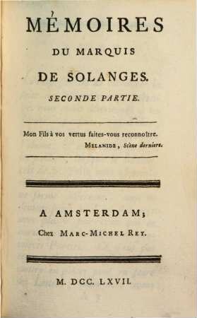 Mémoires Du Marquis De Solanges, 2
