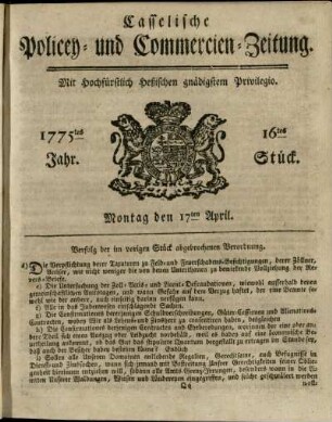 16tes Stueck, Montag den 17ten April 1775