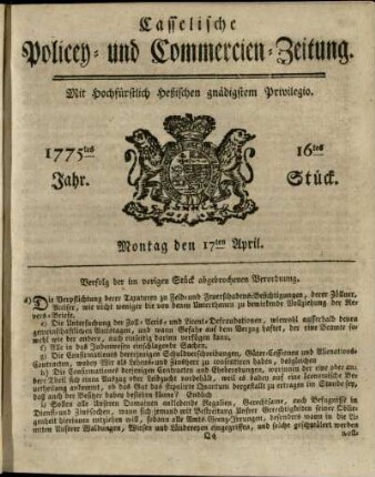 16tes Stueck, Montag den 17ten April 1775