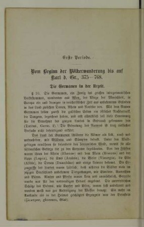 Erste Periode. Vom Beginn der Völkerwanderung bis auf Karl d. Gr., 375-768