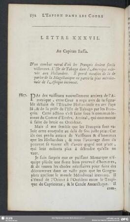 Lettre XXXVII. Au Capitan Bassa