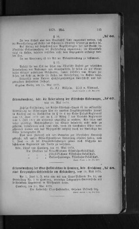 No. 68 Bekanntmachung der Ober-Postdirektion in Hamburg, betr. Errichtung einer Telegraphen-Betriebsstelle am Grindelberg