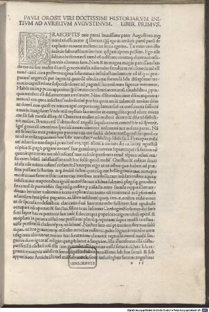 Pavli Orosii Viri Doctissimi Historiarvm Initivm Ad Avrelivm Avgvstinvm