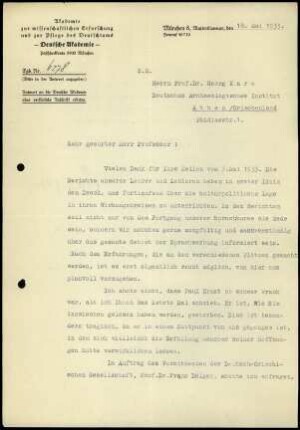 F. Thierfelder an G. Karo