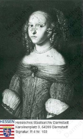 Sophie Eleonore Landgräfin v. Hessen-Homburg geb. Prinzessin v. Hessen-Darmstadt (1634-1663) / Porträt, Halbfigur