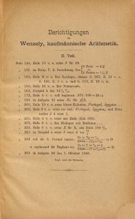 Lehrbuch der kaufmännischen Arithmetik : Herausgegeben von Julius Wenzely, 2