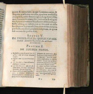 Sectio V. De Theocratiae sive Reipublicae Mundanae Administratione ...