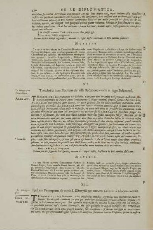 XI. Theoderici item Placitum de villa Bactilione - valle in pago Belvacensi.
