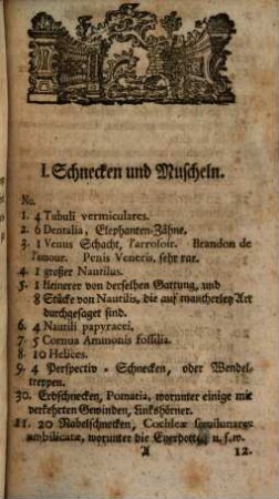 Verzeichniß einer Naturalien Sammlung