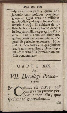 Caput XIX. Ad VII. Decalogi Præceptum - Caput XXII. De [...], Ad X. Decalogi Præceptum