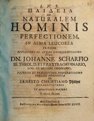 Paideia Ad Naturalem Hominis Perfectionem