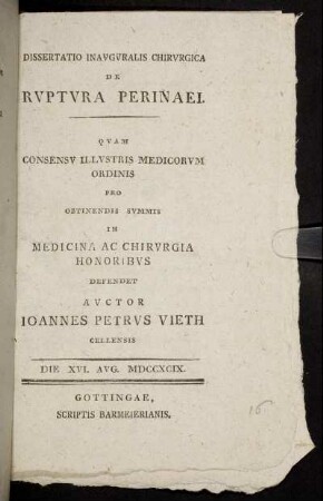 Dissertatio Inauguralis Chirurgica De Ruptura Perinaei