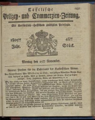 48tes Stueck, Montag den 25ten November 1805