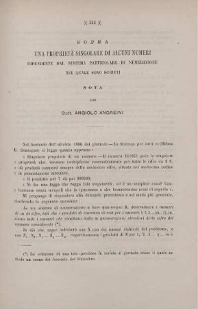 Sopra una proprietà songolare di alcuni numeri dipendente dal sistema particolare di numerazione nel quale sono scritti.
