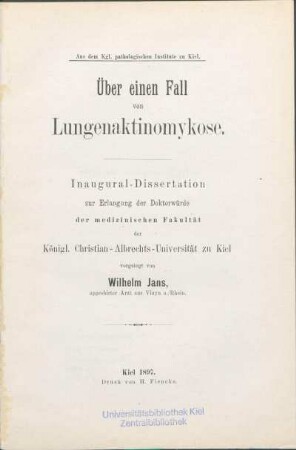 Über einen Fall von Lungenaktinomykose
