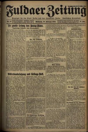 Erste Ausgabe vom Mittwoch, den 26. Februar 1930.