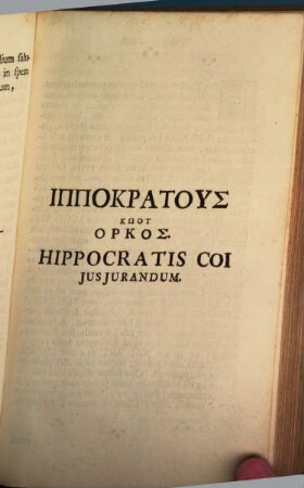 Magni Hippocratis Coi Opuscula Aphoristica Semeiotico-Therapeutica VIII. : Una Cum Jure Jurando, Graecè & Latinè