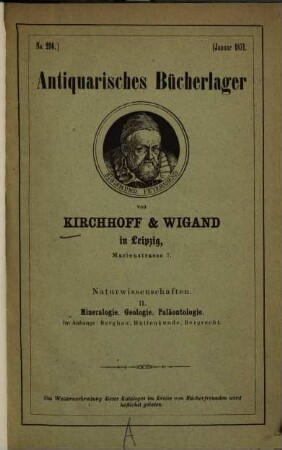 Antiquarisches Bücherlager von Kirchhoff & Wigand in Leipzig. 296. 1871