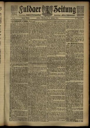 Erste Ausgabe vom Montag, den 12. Februar 1912.