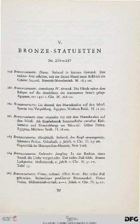 V. Bronze-Statuetten (Nr. 259-287)