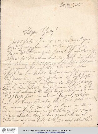 Brief vom 10.12.1905