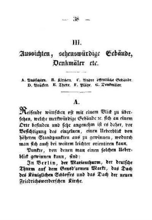 III. Aussichten, sehenswürdige Gebäude, Denkmäler etc.