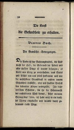 Viertes Buch. Die Gemüths- Bewegung.