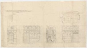 Thiersch, Friedrich von; München; Palais Bernheimer - Wände (Ansichten); Treppe, Gobelinsaal (Grundriss)