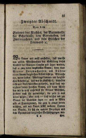 Zweyter Abschnitt. Von dem Spinnen des Flachses [...]