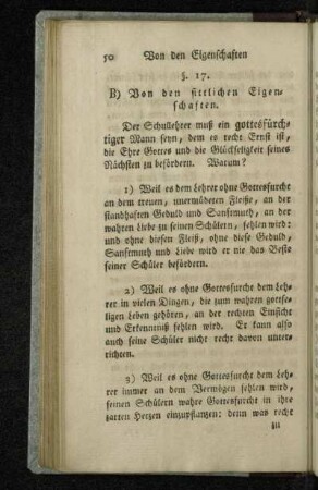 B) Von den sittlichen Eigenschaften.