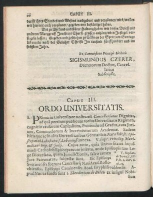 Caput III. Ordo Universitatis.