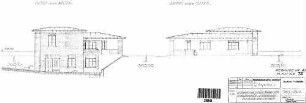 Kornwestheim Pbf: Bezirkszentralschmiede / Feuerlöschgeräteschuppen und Pförtnerhaus - Ansicht Ost- u. Westseite Nebengeb.