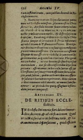 Articulus XV. De Ritibus Ecclesiasticis.