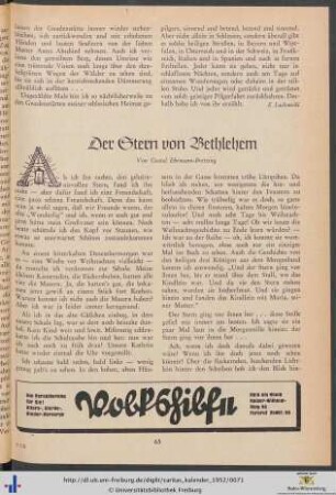 Der Stern von Bethlehem.