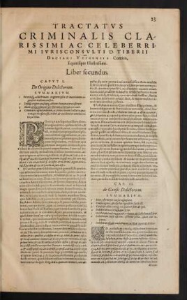 Tractatus Criminalis ... D. Tiberii Deciani ... Liber secundus.