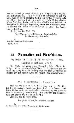 Wissenschaftliche Prüfungs-Commissionen : [III. Gymnasien und Realschulen]