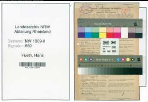 Entnazifizierung Hans Fueth , geb. 13.06.1896 (Verw.Beamter)