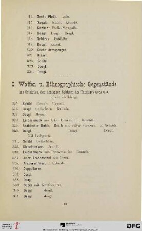 Waffen und Ethnographische Gegenstände (Nr. 325-410a)