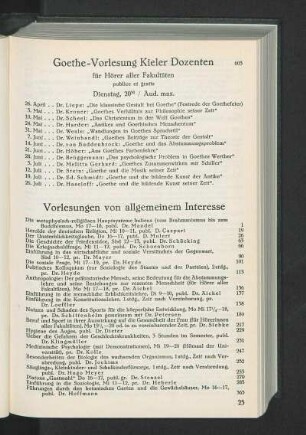 Vorlesungen von allgemeinem Interesse