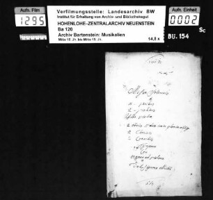 Joseph Willibald Michl: Missa Solemnis / à / 4 Vocibus / 2 Violinis / Alto Viola / 2 Obeis (!) Nb. Oboa 1mo in gloria oblig: / 2 Clarinis / 2 Cornibus / Tympano / Con / Organo et Violone / del Signore Michl / D-dur; Ms.ca. 1770.