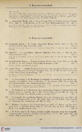 6. Kunstwissenschaft (Nr. 782 - 1048)