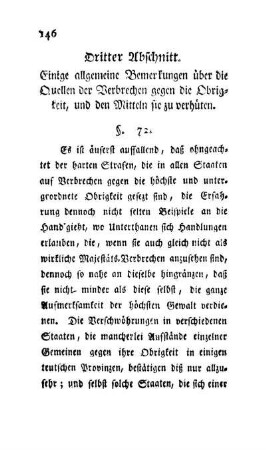 Dritter Abschnitt. Einige allgemeine Bemerkungen über die Quellen der Verbrechen gegen die Obrigkeit, und den Mitteln sie zu verhüten.