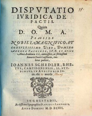 Dispvtatio Ivridica De Pactis