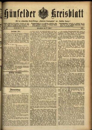 Ausgabe vom Samstag, den 19. April 1913.