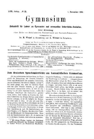 Zum deutschen Sprachunterrichte am humanistischen Gymnasium